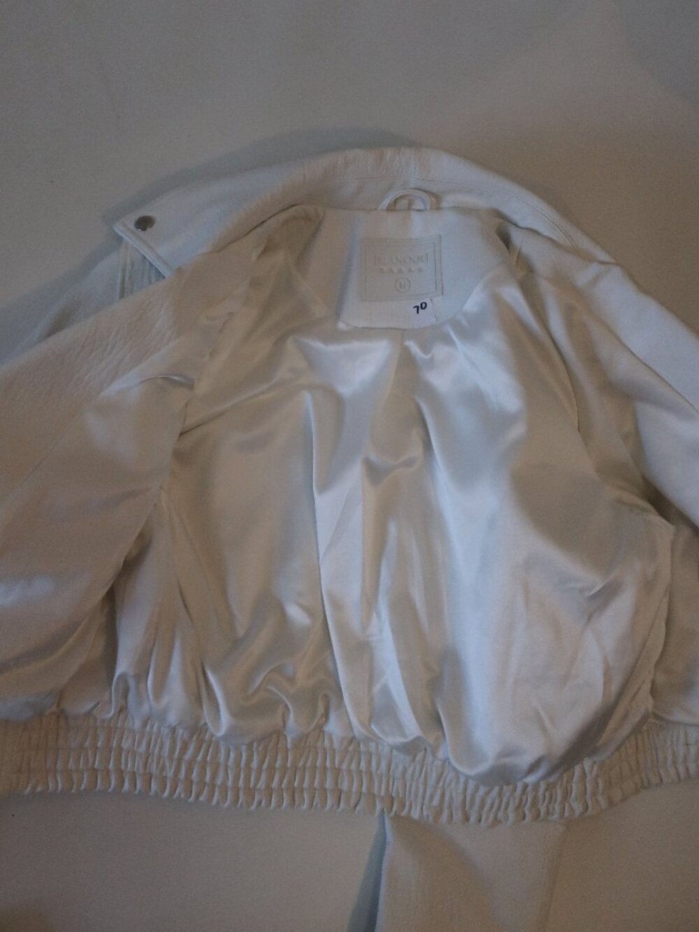 Womens Blank NYC (Item- 70) White Faux Leather Zip Moto Jacket M - Picture 12 of 16